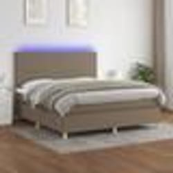 vidaXL Sommier à lattes de lit et matelas et LED Taupe 180x200cm Tissu - 180 x 200 cm