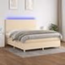 vidaXL Sommier à lattes de lit et matelas et LED Crème 180x200cm Tissu - 180 x 200 cm