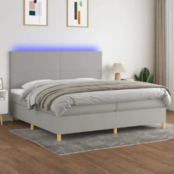 vidaXL Sommier à lattes de lit avec matelas et LED 200x200 cm - Gris clair