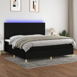 VIDAXL Sommier à lattes de lit et matelas Noir LED 200x200 cm