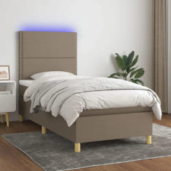 Sommier à lattes et LED vidaXL 100x200 cm taupe tissu