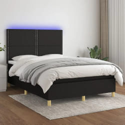 vidaXL Sommier à lattes avec matelas et LED - Noir