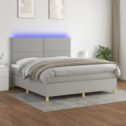 vidaXL Sommier à lattes et matelas LED 180x200 cm Gris clair