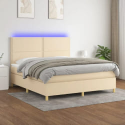 vidaXL Sommier à lattes de lit et matelas LED 180x200 cm crème - VidaXL