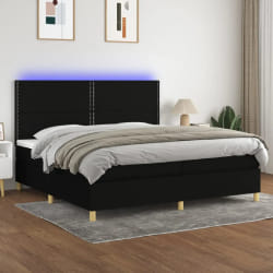 vidaXL Sommier avec Matelas et LED - Noir - 200x200cm
