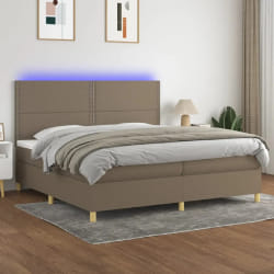 vidaXL Sommier à lattes avec matelas et LED - Taupe