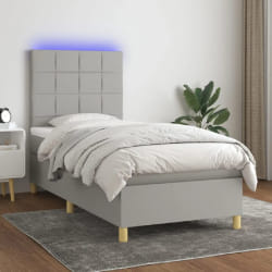 VIDAXL Sommier à lattes et matelas LED 80x200 cm - Gris clair