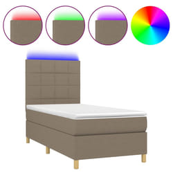 vidaXL Sommier à lattes de lit et matelas et LED Taupe 80x200cm Tissu - 80 x 200 cm