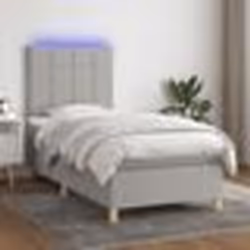 vidaXL Sommier à lattes de lit et matelas et LED Gris clair 90x190cm - 90 x 190 cm