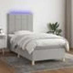 vidaXL Sommier à lattes de lit et matelas et LED Gris clair 90x190cm - 90 x 190 cm