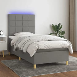 vidaXL Sommier à lattes LED Gris Foncé 90x200 cm