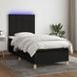 vidaXL Sommier à lattes de lit et matelas et LED Noir 90x200 cm Tissu - 90 x 200 cm