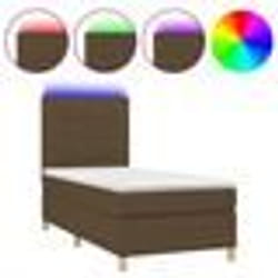 vidaXL Sommier à lattes de lit et matelas et LED Marron foncé 90x200cm - 90 x 200 cm