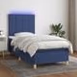 vidaXL Sommier à lattes de lit et matelas et LED Bleu 90x200 cm Tissu - 90 x 200 cm