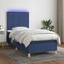 vidaXL Sommier à lattes de lit et matelas et LED Bleu 90x200 cm Tissu - 90 x 200 cm