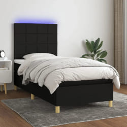 VIDAXL Sommier à lattes avec Matelas et LED Noir