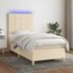 vidaXL Sommier à lattes de lit et matelas et LED Crème 100x200cm Tissu - 100 x 200 cm