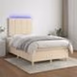 vidaXL Sommier à lattes de lit et matelas et LED Crème 120x200cm Tissu - 120 x 200 cm