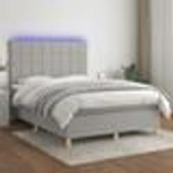 vidaXL Sommier à lattes de lit et matelas et LED Gris clair 140x190 cm - 140 x 190 cm