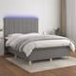 vidaXL Sommier à lattes de lit et matelas et LED Gris foncé 140x190 cm - 140 x 190 cm