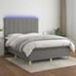 vidaXL Sommier à lattes de lit et matelas et LED Gris foncé 140x190 cm - 140 x 190 cm