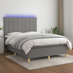 vidaXL Sommier à lattes avec LED - Gris foncé 140x200 cm