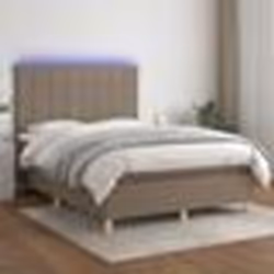 vidaXL Sommier à lattes de lit et matelas et LED Taupe 140x200cm Tissu - 140 x 200 cm