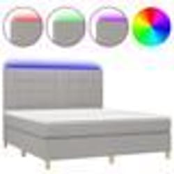 vidaXL Sommier à lattes de lit matelas et LED Gris clair 160x200 cm - 160 x 200 cm