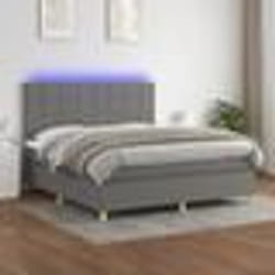 vidaXL Sommier à lattes de lit et matelas et LED Gris foncé 160x200 cm - 160 x 200 cm