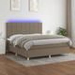 vidaXL Sommier à lattes de lit et matelas et LED Taupe 160x200cm Tissu - 160 x 200 cm