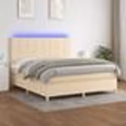 vidaXL Sommier à lattes de lit et matelas et LED Crème 160x200cm Tissu - 160 x 200 cm