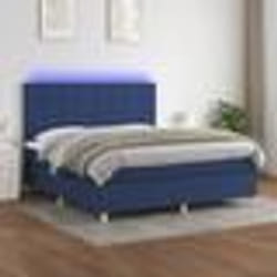 vidaXL Sommier à lattes de lit et matelas et LED Bleu 160x200 cm Tissu - 160 x 200 cm