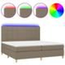 vidaXL Sommier à lattes de lit et matelas et LED Taupe 200x200cm Tissu - 200 x 200 cm