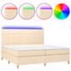 vidaXL Sommier à lattes de lit et matelas et LED Crème 200x200cm Tissu - 200 x 200 cm