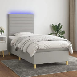 vidaXL Lit Sommier à lattes avec matelas LED Gris clair 80x200 cm
