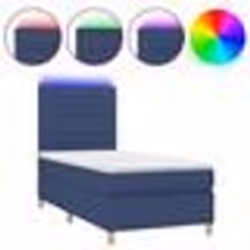 vidaXL Sommier à lattes de lit et matelas et LED Bleu 80x200 cm Tissu - 80 x 200 cm
