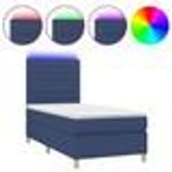 vidaXL Sommier à lattes de lit et matelas et LED Bleu 80x200 cm Tissu - 80 x 200 cm