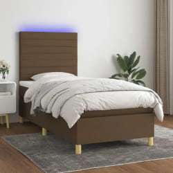 VIDAXL Sommier à lattes LED - Marron foncé 90x190 cm