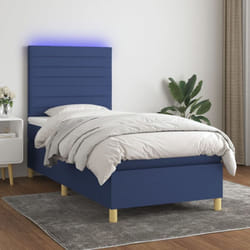 Vidaxl - Sommier À Lattes De Lit Et Matelas Et Led Bleu 90x190 Cm Tissu