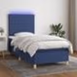 vidaXL Sommier à lattes de lit et matelas et LED Bleu 90x200 cm Tissu - 90 x 200 cm