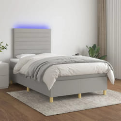 vidaXL Sommier et matelas LED 120x200 cm - Gris clair