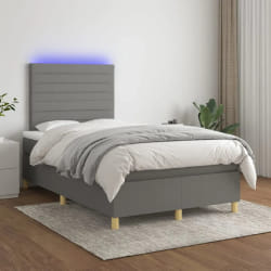 vidaXL Sommier à lattes avec LED - 120x200 cm Gris foncé