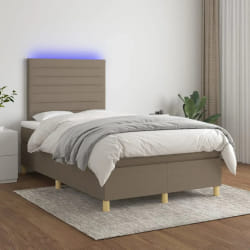VIDAXL Sommier à lattes avec matelas et LED 120x200 cm - Taupe tissu
