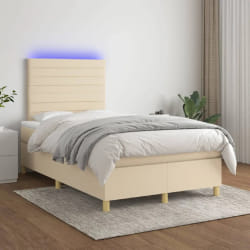 vidaXL Sommier à lattes, matelas et LED 120x200 cm - Crème