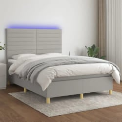 vidaXL Sommier à lattes de lit et matelas et LED 140x190 cm - Gris clair