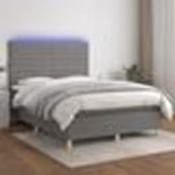 vidaXL Sommier à lattes de lit et matelas et LED Gris foncé 140x190 cm - 140 x 190 cm