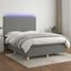 vidaXL Sommier à lattes de lit et matelas et LED Gris foncé 140x190 cm - 140 x 190 cm