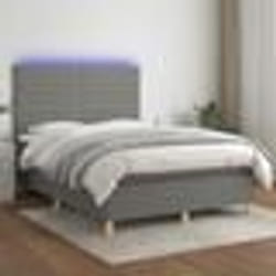 vidaXL Sommier à lattes de lit et matelas et LED Gris foncé 140x200 cm - 140 x 200 cm