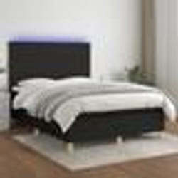 vidaXL Sommier à lattes de lit et matelas et LED Noir 140x200 cm Tissu - 140 x 200 cm