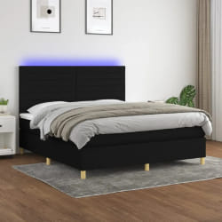 vidaXL Sommier avec LED 160x200 cm - Tissu Noir